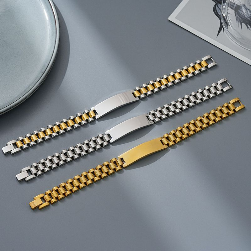 Correa de reloj para pareja con cadena curva de 12 mm, pulsera de titanio, acero inoxidable galvanizado al vacío, unisex._voghion.com