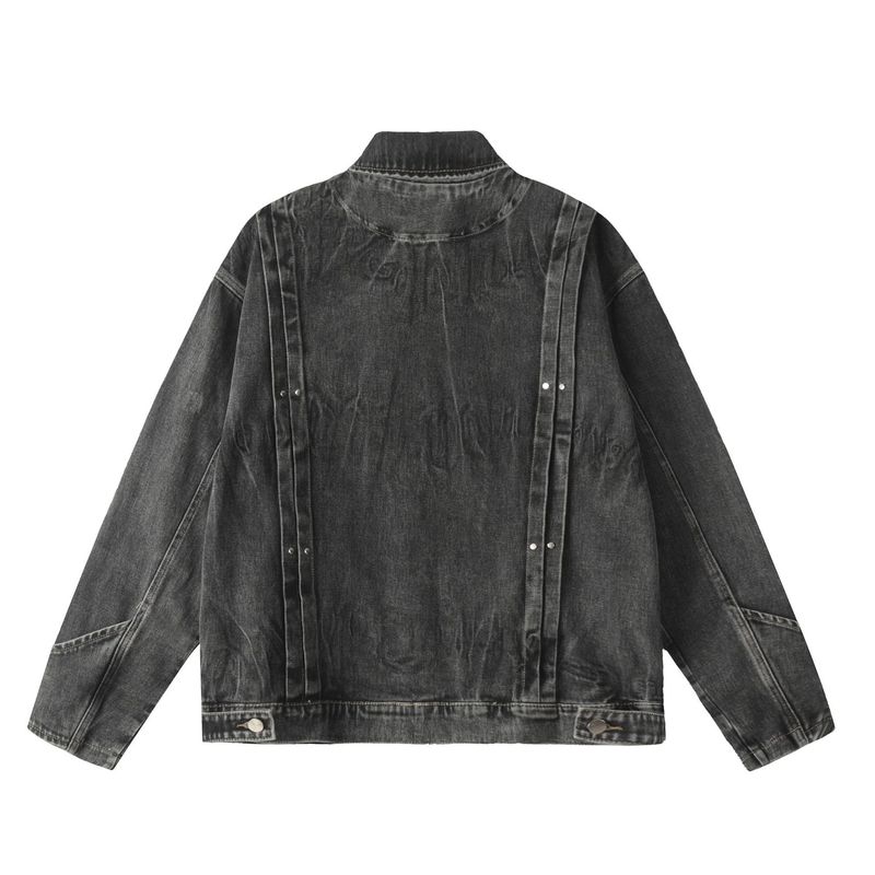 Jia Yi Ku New American Washed Cowboy and Women's Crimson Rivet Jacket Ανδρικό_voghion.com