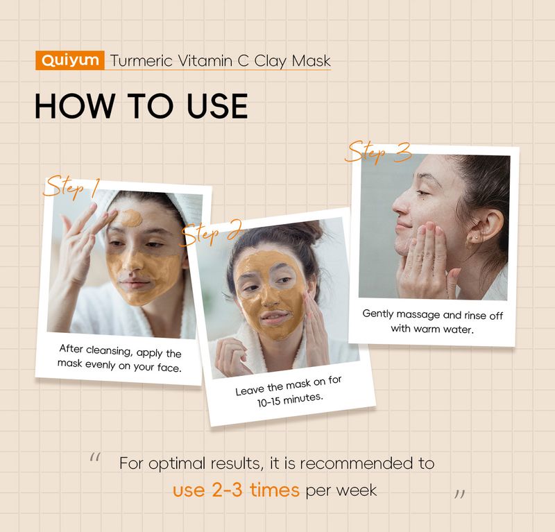 Quiyum Turmeric Vitamin C Cleansing Bag Mud Mask 5g*12pcs Moisturizing Mask Mud Wholesale One Piece_voghion.com