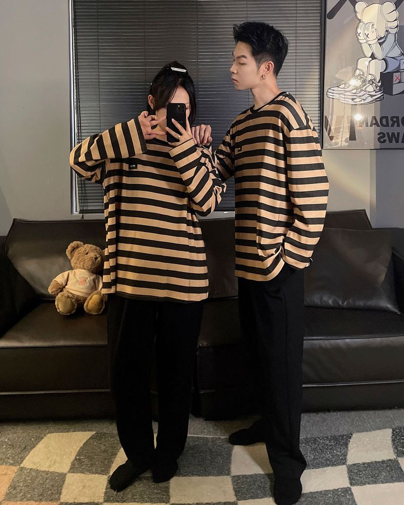 Pigiama da donna autunno/inverno 2024, nuovo cotone, maniche lunghe, semplice ed elegante, stile Iins, le coppie possono indossare_voghion.com