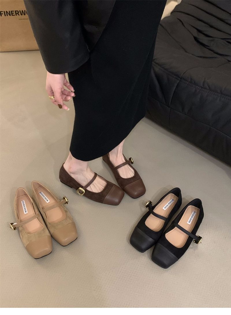 Pantofi Mary Jane plat pătrați de damă_voghion.com