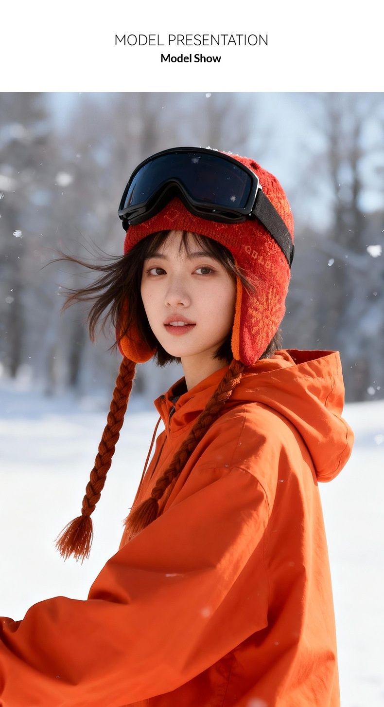 001 Golejue Nuovo cappello da sci lavorato a maglia per arrampicata all'aperto, ciclismo, escursionismo, antivento, caldo, freddo, foderato in pile, protezione per le orecchie spessa_voghion.com