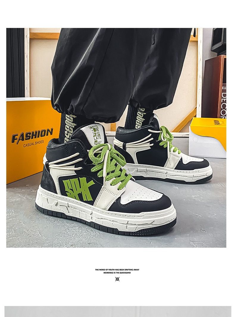 Grenzüberschreitende Schuhe für Herren, dickbesohlte und vielseitig einsetzbare weiße High-Top-Schuhe, neue Freizeitschuhe, Sportschuhe, trendige Sneaker_voghion.com