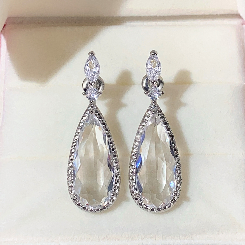 Cao Shi classic water drop earrings inlaid with purple zircon long earrings, bridal earrings, dinner accessories_voghion.com