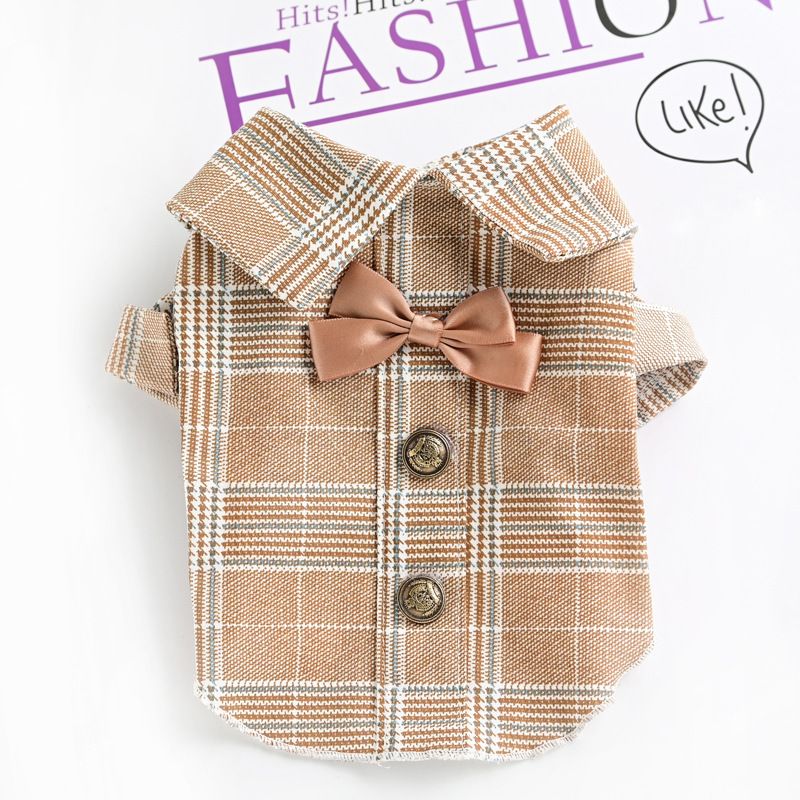 Vêtements pour petits chiots et bichons pour animaux de compagnie, tenue d'été, printemps, automne, mince, pour couple, chemise, jupe_voghion.com