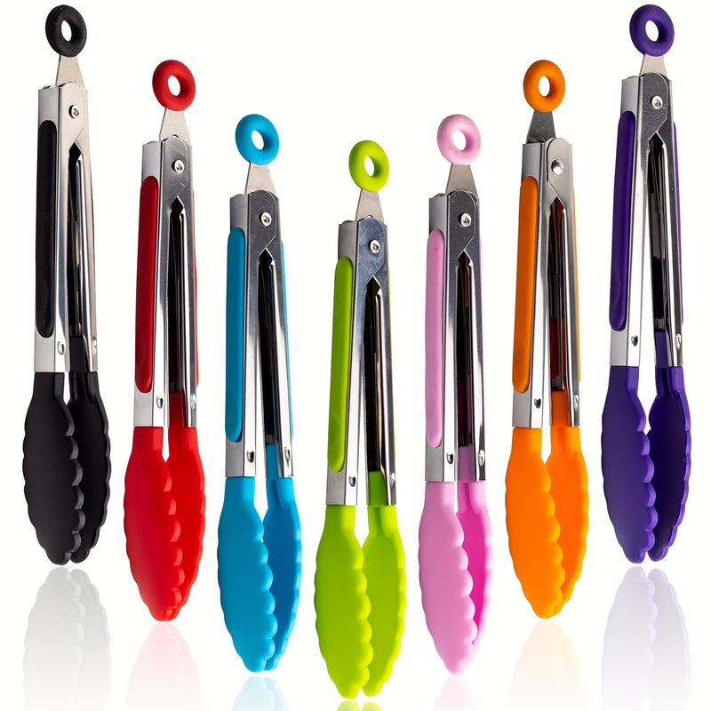 1/3/7 stuks hittebestendige keukentangen 7-inch mini-voedseltangen met nylon punten voor koken, barbecueën, grillen, salade bakken en gereedschap144_voghion.com