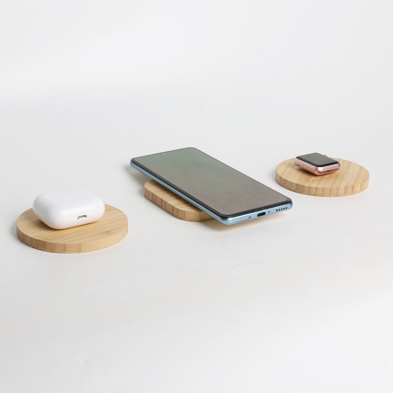 15W fully compatible three-in-one mobile phone watch earphone bamboo wood wireless charger magsafe magnetic suction wireless charger_voghion.com