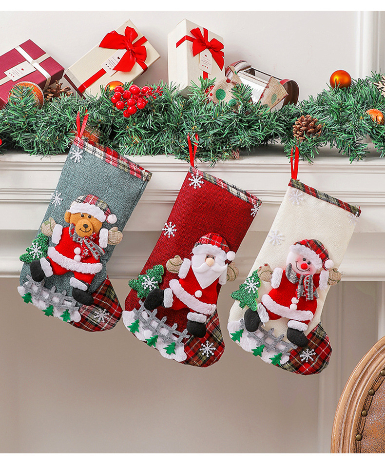 CELESTIALUMINA Large Linen Christmas Stockings, Fences, Christmas Gift Bags, Christmas Tree Ornaments, Candy Bag Decorations_voghion.com