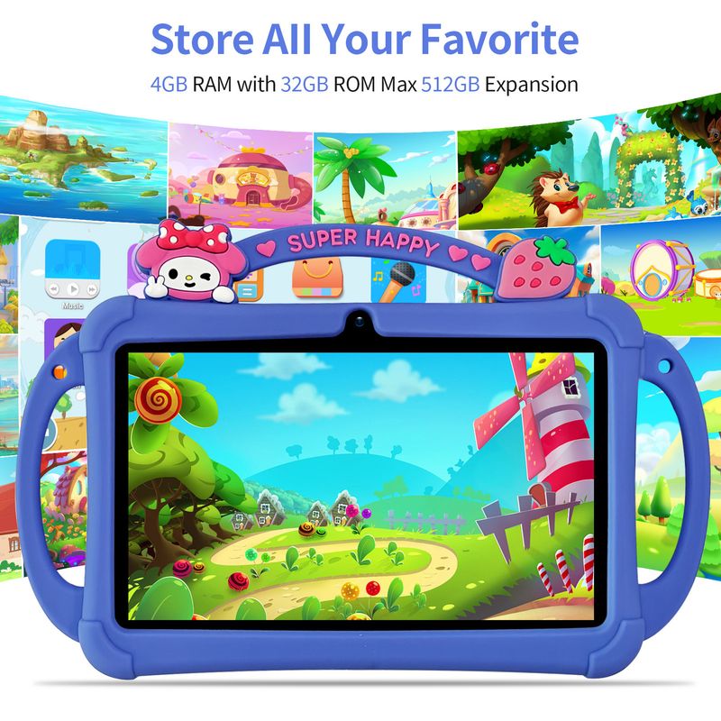 7" Kids Tablet With Protective Case - Early Learning & Entertainment, Safe & Durable_voghion.com