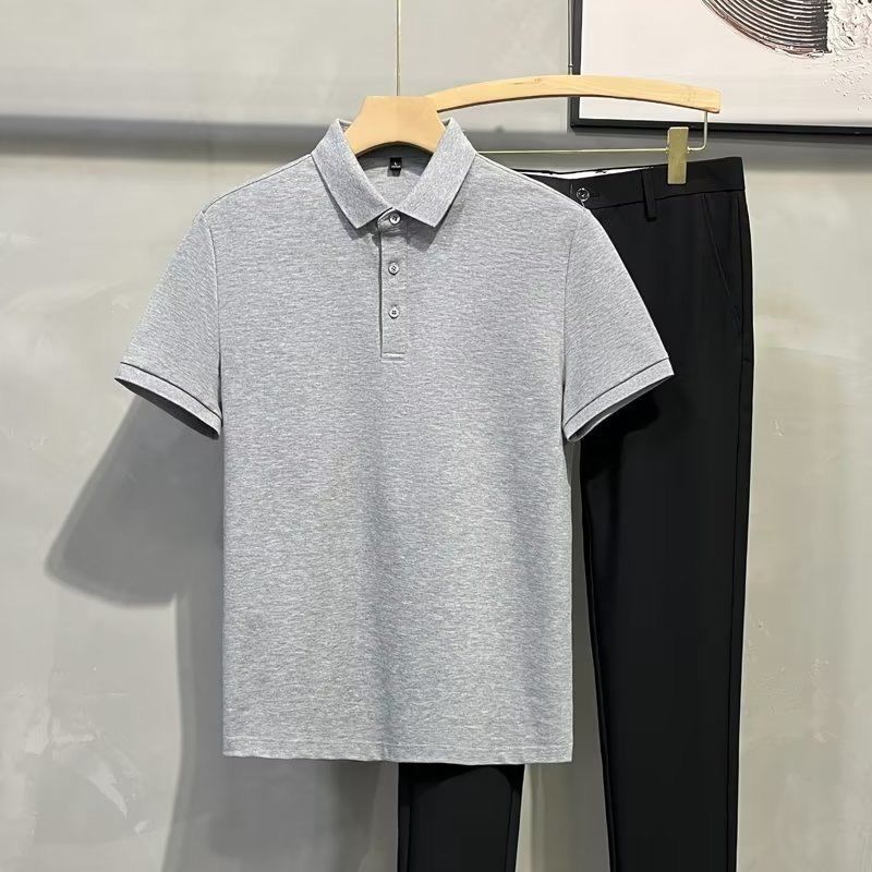 Polo casual da uomo, a maniche corte, tinta unita, estiva, versatile, sportiva_voghion.com
