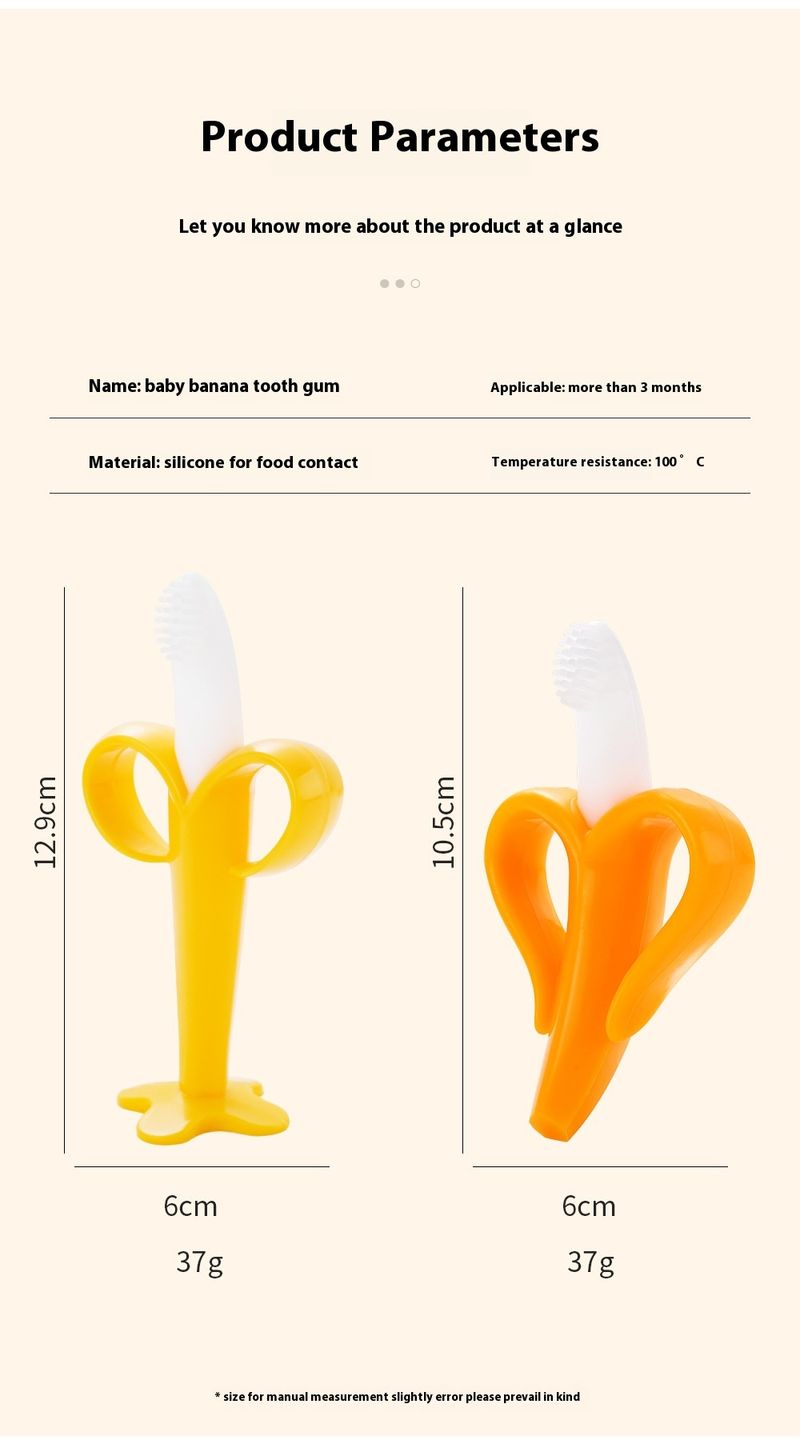 Cepillo de dientes con ventosa adhesiva antimordeduras para el período de deseo oral del bebé con varilla de molienda de silicona de goma de plátano para bebés_voghion.com