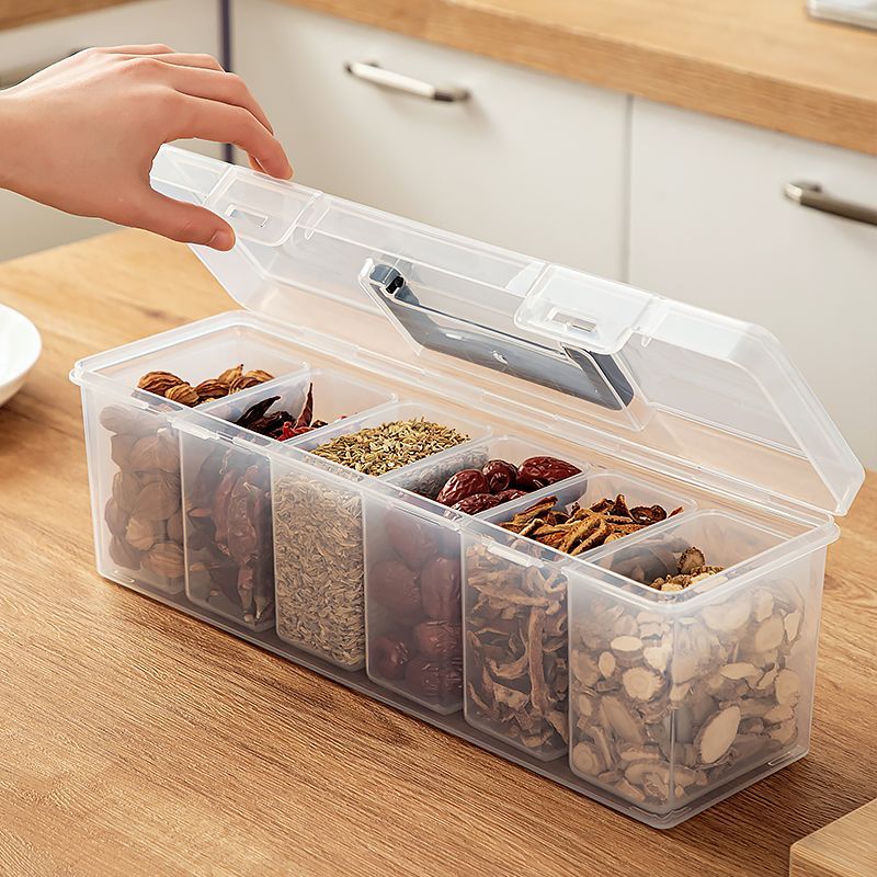 Large Sealed Moisture-Proof Star Anise Cinnamon Divider Spice Storage Flip Lid Dried Chili Seasoning Box_voghion.com