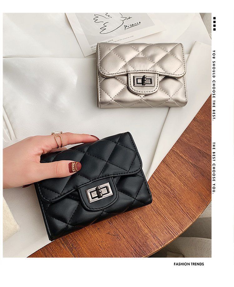 Xiaoxiangfeng Wallet Short Women 2024 New Internet Celebrity Wallet Fashion Student Multi Card Soft Leather Lingge Zero Wallet_voghion.com