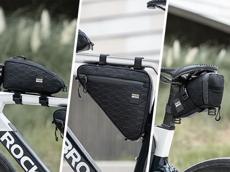 Ensemble de sacoches de vélo ROCKBROS - 1 * sacoche de cadre + 1 * sacoche de selle + 1 * sacoche de guidon (ensemble de 3 pièces)_voghion.com