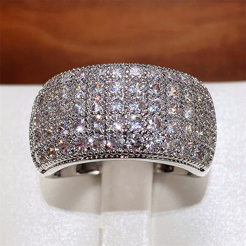 Anel folheado Cao Shi super brilhante cheio de diamante semicírculo zircão acessórios para anel feminino_voghion.com