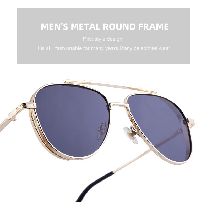 European and American retro double beam toad sunglasses for men's steampunk style flying sunglasses for men_voghion.com