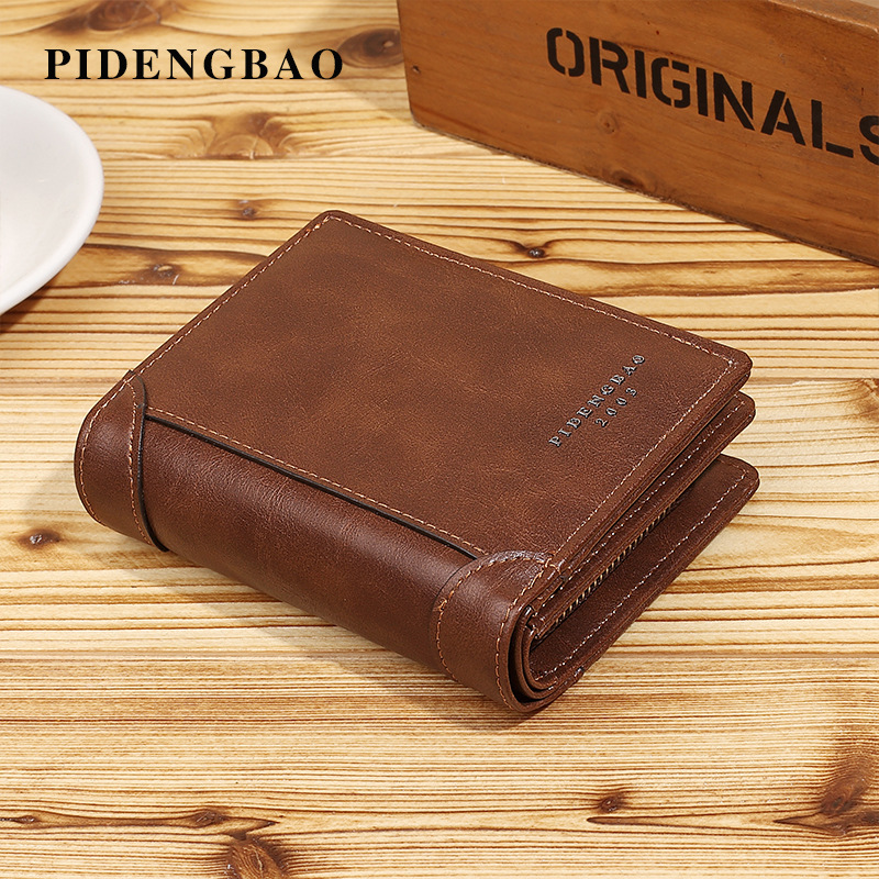 New Retro Men's Wallet Business Short Multi-slot Zipper Coin Wallet Men's Wallet_voghion.com