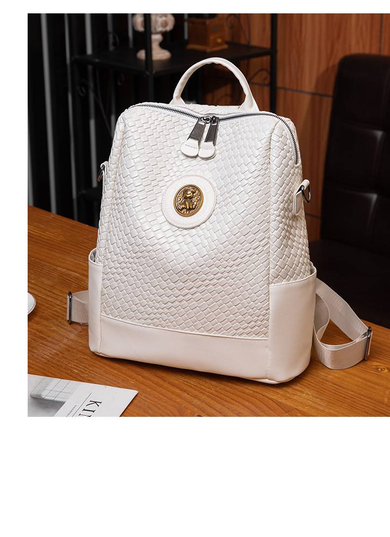 Fashion Soft Leather Backpack Women's Large Capacity Travel Backpack High Set Light Luxury_voghion.com