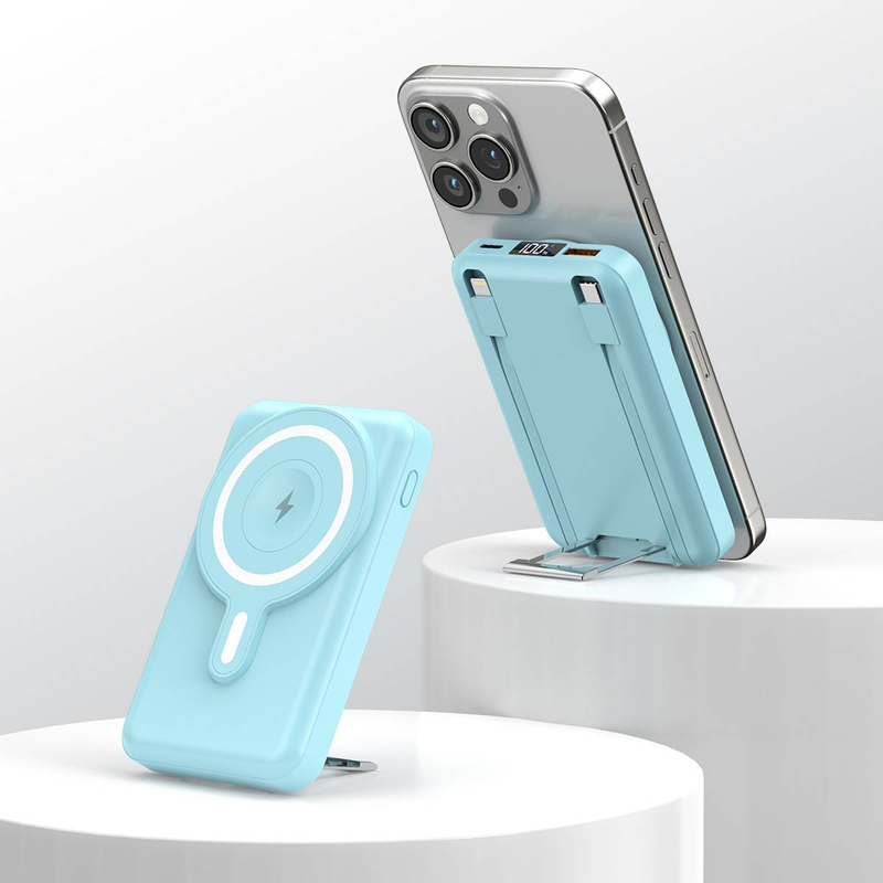 New Power Bank With Lightweight Metal Phone Holder And 10000mAh Large Capacity Wireless Power Bank With Cable_voghion.com