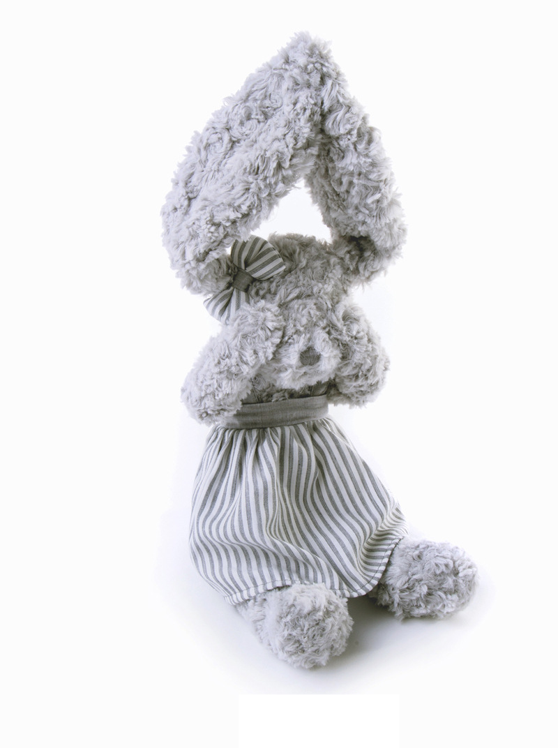 Poupée lapin habillée en peluche grise torsadée, jouet en peluche réconfortant, cadeau d'anniversaire_voghion.com