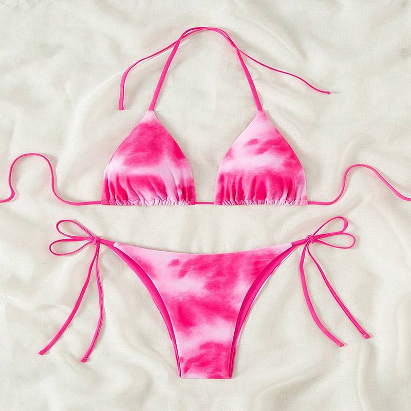 Sexy Camouflage Multicoloured Bandeau Beach Bikini Swimming Costume With Adjustable Side Ties And Low Cut Waist_voghion.com