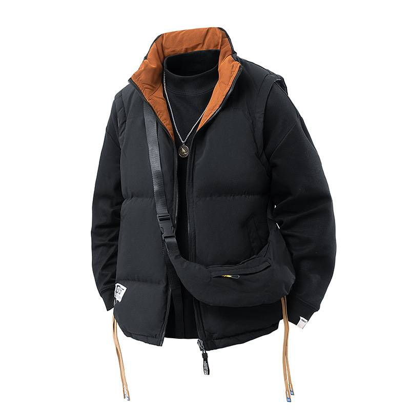 Chaleco acolchado sin mangas reversible para hombre: chaqueta acolchada con cuello alto para usar en cualquier temporada._voghion.com