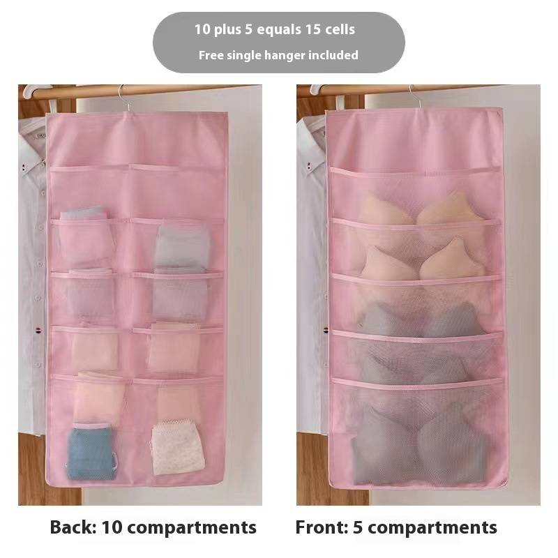 Space-Saving Hanging Organizer For Underwear, Bras, Socks & More - Double-Sided Fabric Storage Bag With Multiple Pockets For Closet, Door & Travel_voghion.com