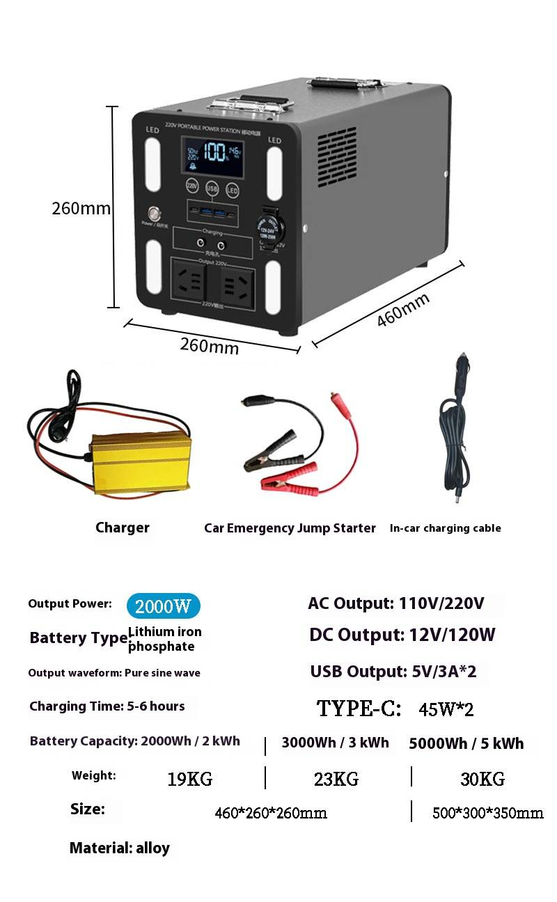 300W draagbaar zonne-energiestation met 60W/100W paneel, 60000mAh-100000mAh LiFePO4-accu, 220V AC-uitgang voor kamperen in de buitenlucht en noodback-up_voghion.com