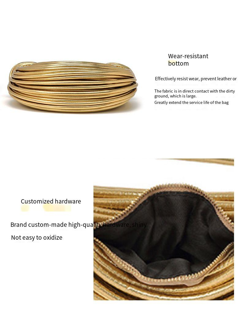 Borse da donna 2024, nuove borse da sera in noodle intrecciate a mano, in oro, di lusso, con corda annodata, hobo, pochette da sera elegante in argento._voghion.com