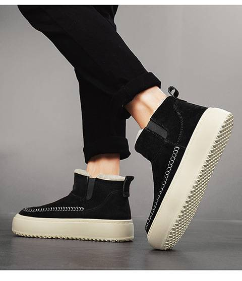 Scarpe da uomo 2025 Inverno Nuovo stile Stivali da uomo con suola spessa, pile e cotone ispessito_voghion.com