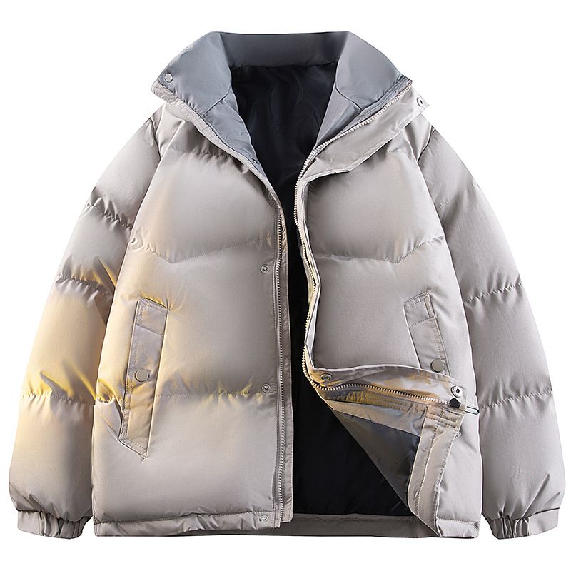 Herrenbekleidung Herren Winter Wattierte Jacke - Warmer Steppmantel mit Stehkragen, Lockere Passform Für Business Casual & Alltagskleidung (Grau/Schwarz/Khaki)_voghion.com