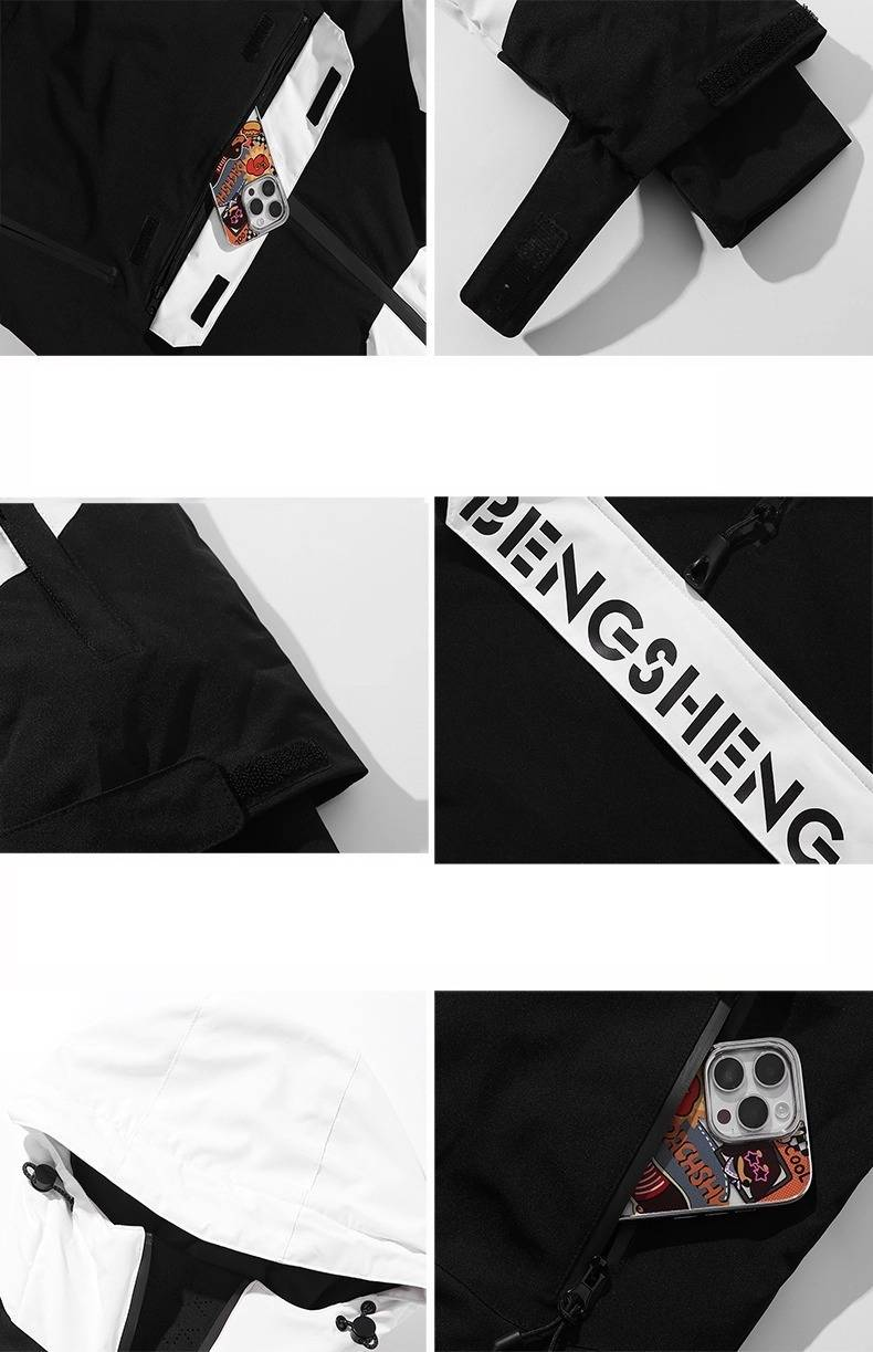 Kids' Waterproof Ski Suit Set – Winter Snow Jacket & Pants For Boys & Girls, Windproof & Thermal Skiing Outfit (Black & White Panda Design)_voghion.com