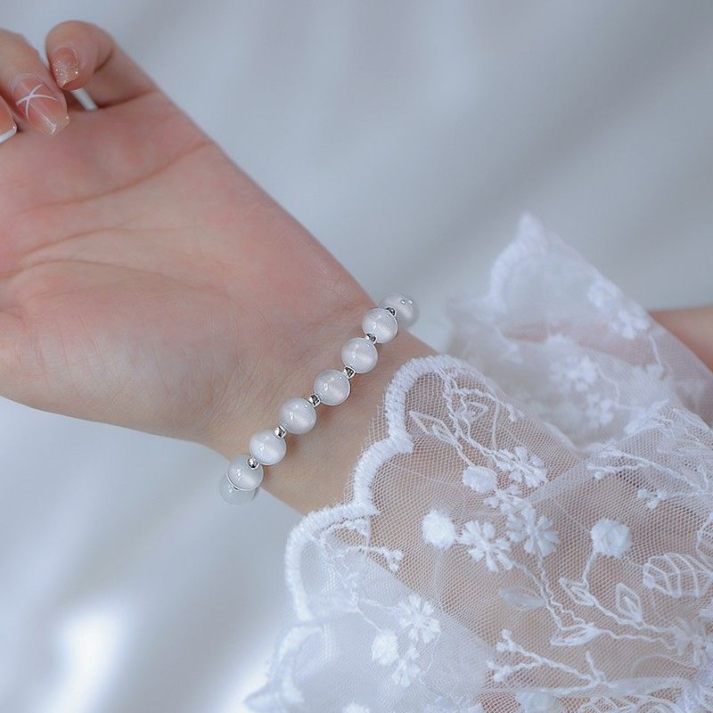 Cat's Eye Stone For Women Ins Light Niche Design 2022 New Temperament Hollow Exquisite Ball Bracelet_voghion.com