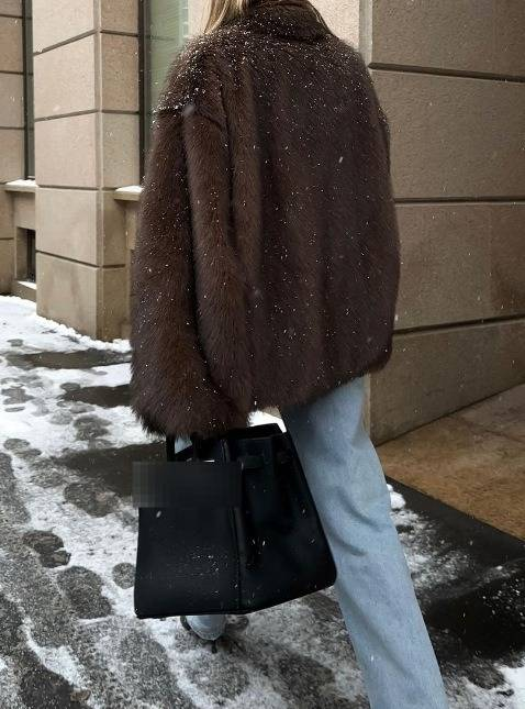 Elegant White Faux Fur Coat For Women - Short Lapel Collar Winter Jacket, French-Inspired Fluffy Outerwear, Lightweight Warm Cropped Coat_voghion.com