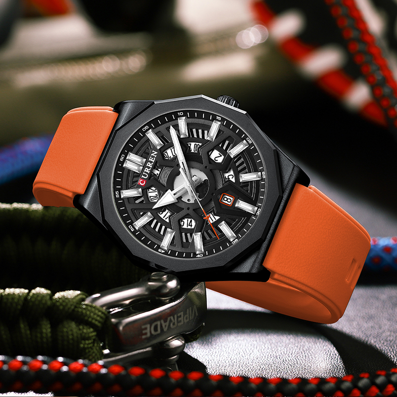 Orologio da uomo sportivo casual al quarzo impermeabile in gel di silice per uomo con data automatica e lancette dell'orologio 8437_voghion.com