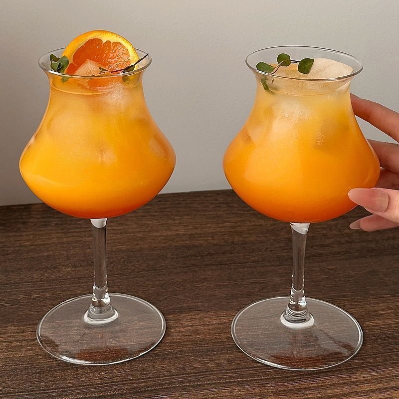 Ins Style Reverse Mouth Spezialgetränk High-Foot Ice Americano Latte Kaffeetasse Personalisiertes Cocktailglas_voghion.com