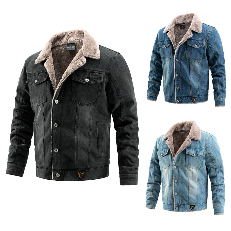 Giacca in denim da uomo, autunno inverno, foderata in pile, tendenza moda casual_voghion.com