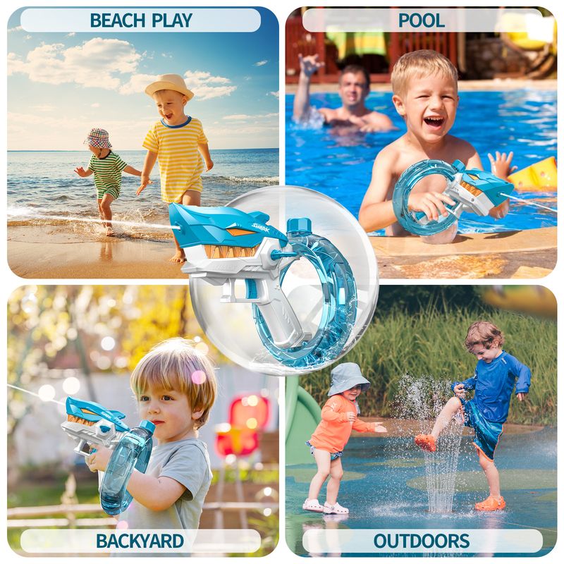 Neue elektrische Hai-Wasserpistole mit schwarzer Technologie, große Kapazität, vollautomatische Dauerwasserpistole, Sommerspielzeug für Kinder_voghion.com