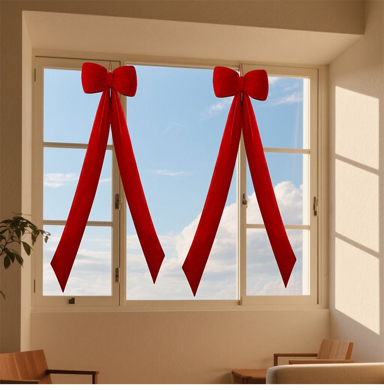 150CM Velvet Christmas Bow Decor – Elegant Holiday Ribbon For Tree, Mantel & Gift Wrapping (Wine Red/Bright Red)_voghion.com