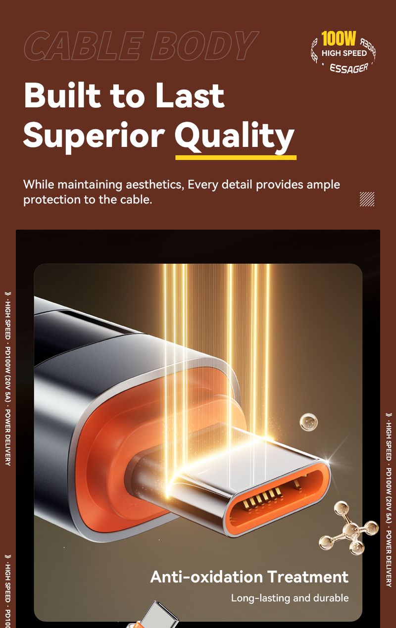 Essager Digital Display Type To USB C Cable Huawei Mate60 100W Fast Charging Charger Wire Cord For Book Pro Xiaomi_voghion.com