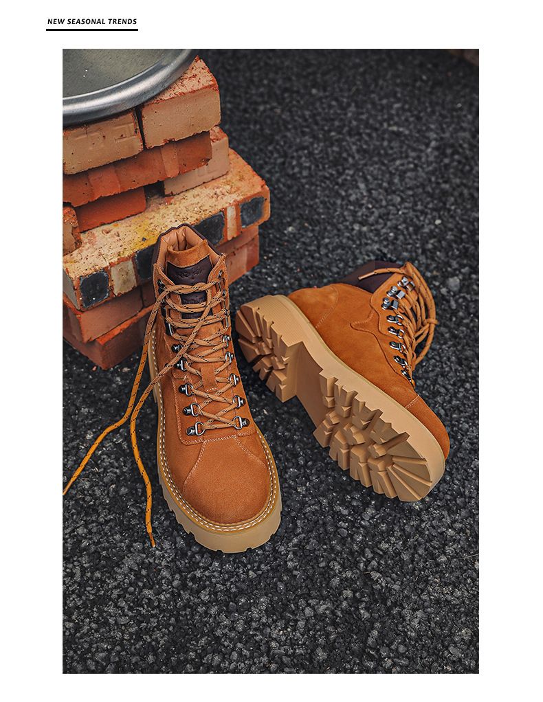 Cowhide Outdoor Tooling Boots Retro American Medium Tube Seven-hole Martin Boots Couple Thick-soled Heightening Desert Men_voghion.com