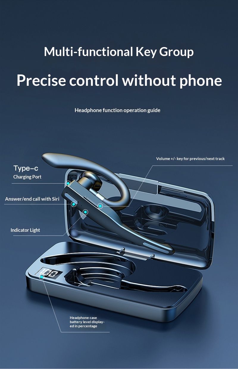 NeoGear Hot-Selling AI Translation Semi-In-Ear Business Bluetooth Earphones Over-Ear YYK525 Call Noise Cancelling_voghion.com