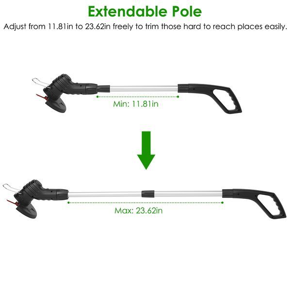 Electric Cordless Grass Trimmer Rechargeable Grass String Trimmer Garden Cutter Lawn Mower 2A Battery With 5 Blades_voghion.com