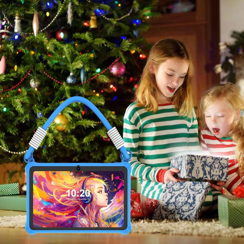 7 Inch Kids Tablet With Protective Silicone Case & Lanyard, Android OS, 32GB Storage, 7-9 Hour Battery - Fun & Durable Learning Companion_voghion.com