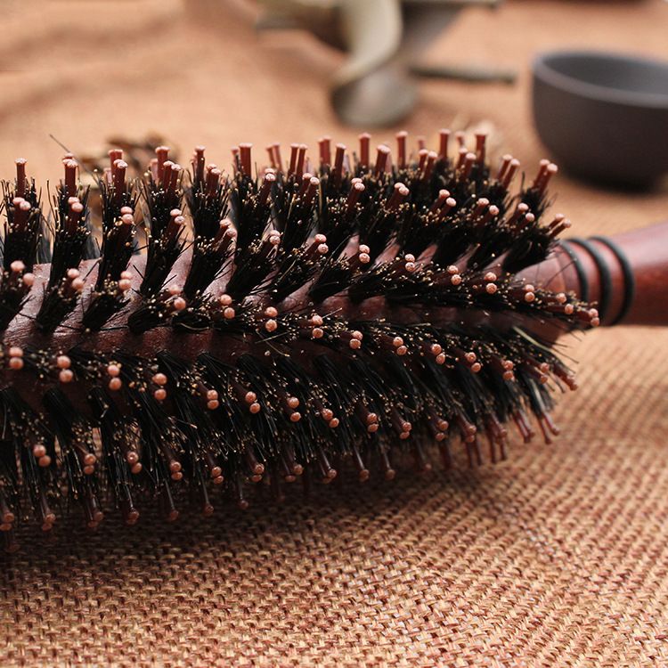 Pettine dritto, capelli con setole di maiale, galleria a rulli in legno massiccio, styling domestico, pettine per capelli ricci antistatico_voghion.com