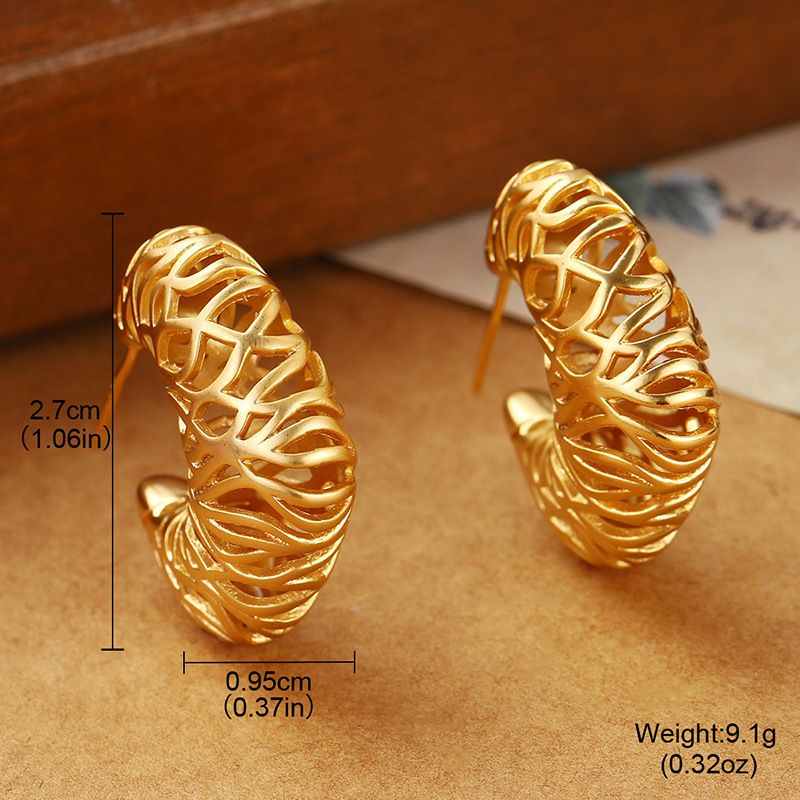 Orecchini a vento in metallo con cavi intrecciati da donna, orecchini irregolari con personalità di nicchia, orecchini estivi coordinati_voghion.com