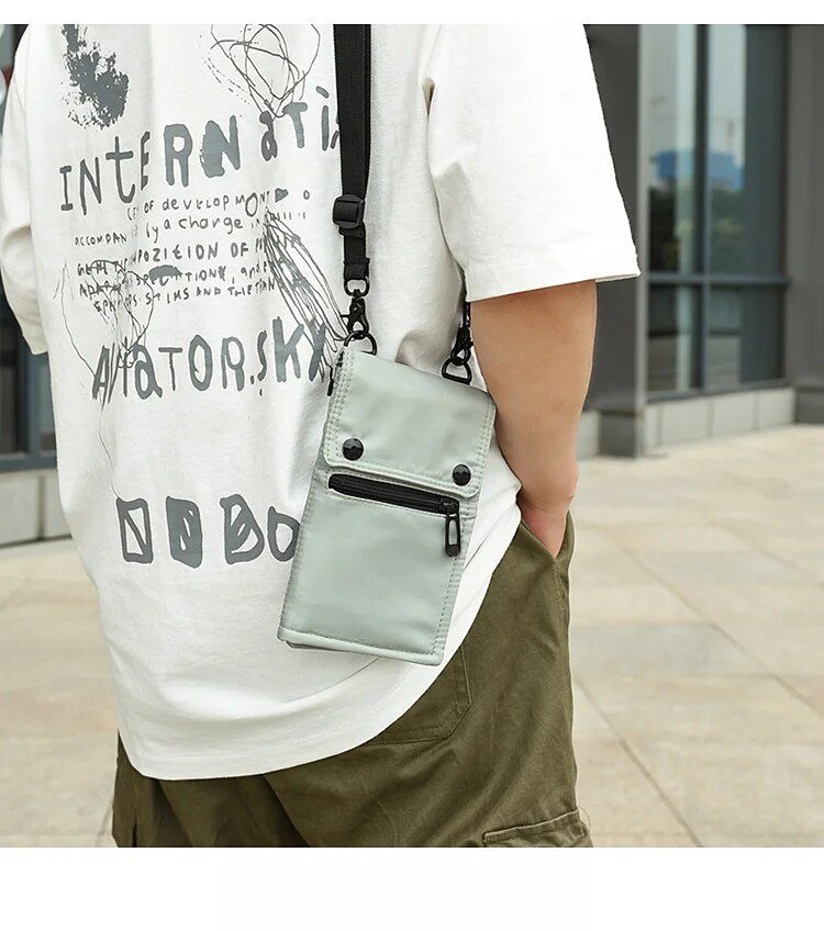 New Mobile Phone Men's Shoulder Multi use Small Backpack Nylon Fabric Oblique Straddle Travel Bag Women's Anti Splashing_voghion.com