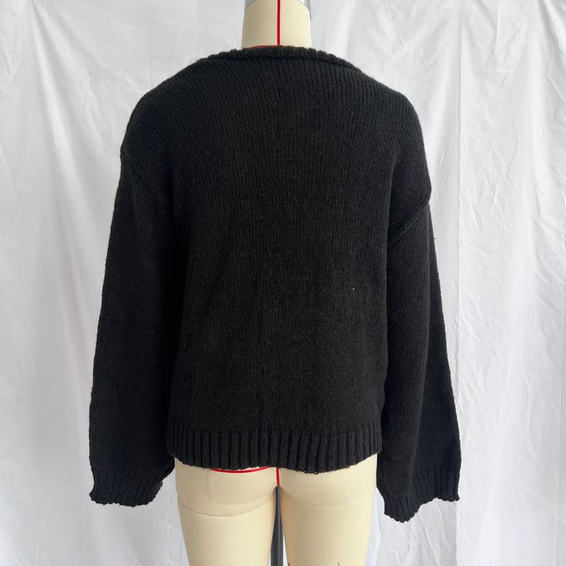 Eleganter V-Ausschnitt-Strickcardigan mit Gürtel – Slim Fit, einfarbiger Damenpullover für Herbst-Winter-Mode_voghion.com