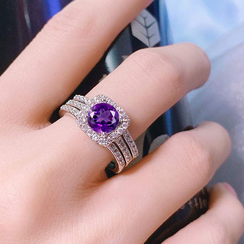 Women's Jewelry Cubic Zirconia Stackable Ring Set - Elegant Geometric Design Trio For Daily Wear & Special Occasions Three Piece Set_voghion.com