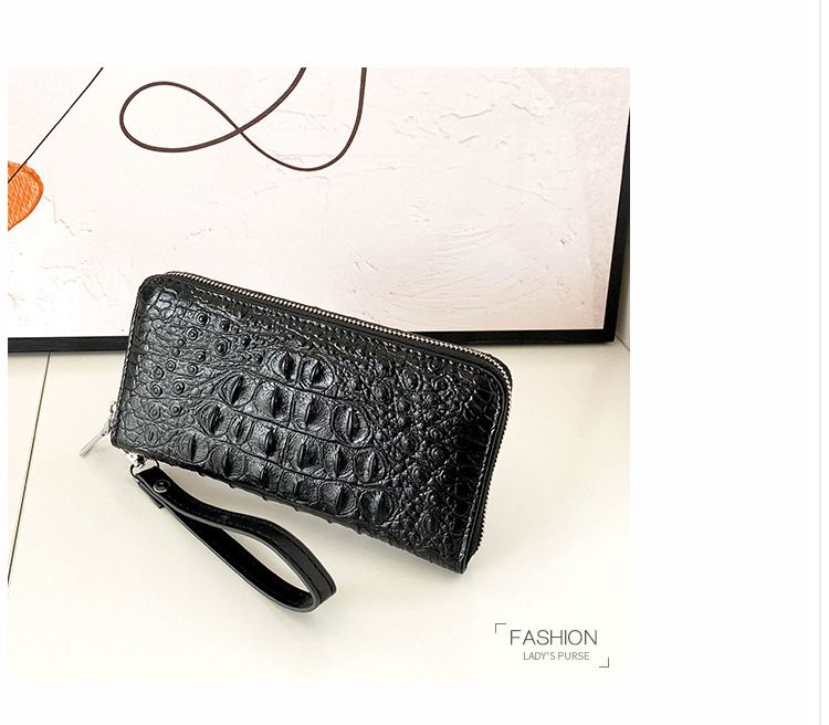 Bolsos para hombre, nuevo bolso de mano grande con estampado de cocodrilo, de un solo tirador, con múltiples ranuras para tarjetas y gran capacidad, con cremallera para teléfono móvil, moderno._voghion.com